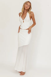 Somewhere New Half Sheer Maxi Skirt White